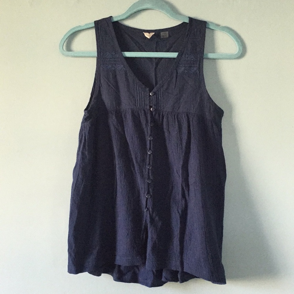 Roxy Embroidered Tank Top w Button Detail